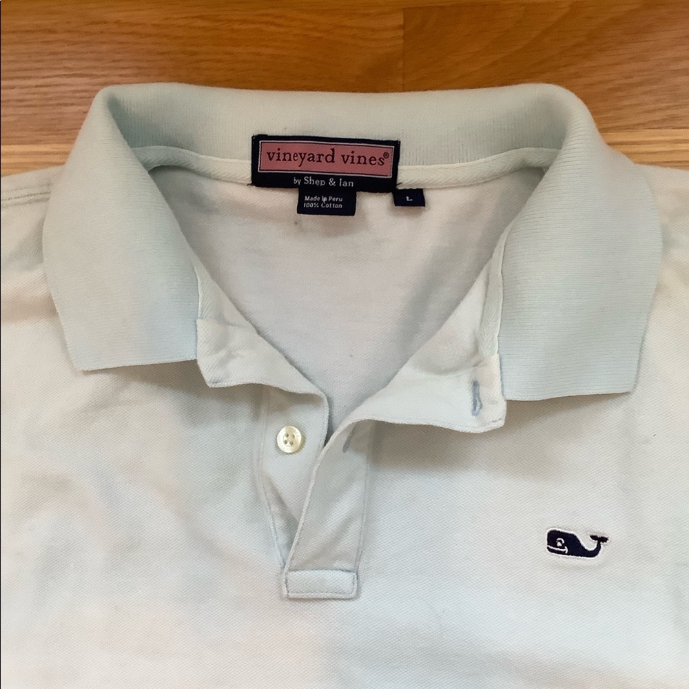 Men’s Vineyard Vines light blue short-sleeved polo, size L